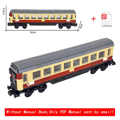26cm Retro Double-Deck Passenger Train Car Building Blocks Model Green Gray Classic Train Display Toy for Hobbyists
