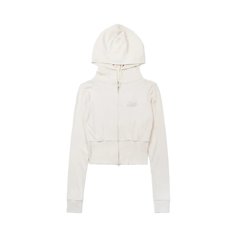 American Style Slim Fit Hoodie Embroidered Zipper Jacket Women Casual Versatile Autumn Outerwear Long Sleeve Short Length