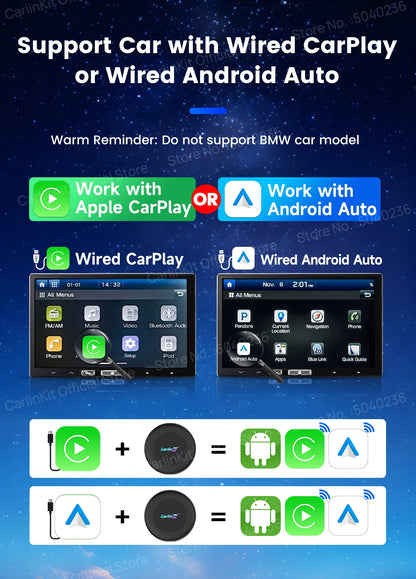 CarlinKit CarPlay Ai Box Android 15 Ultra2 SM6350 8GB+128GB Smart Android TV Box Wireless CarPlay Android Auto GPS For OEM Cars