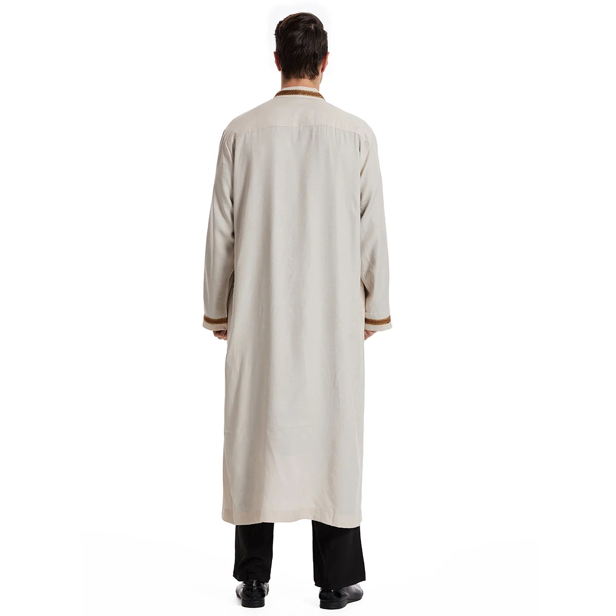 TH830 Men's Muslim Middle Eastern Men Long Sleeves Embroidery Cardigan Robe  Jubba Thobe