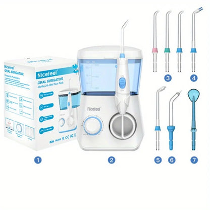 600ml Professional Oral Water Flosser 10-Pressure Electric Oral Irrigator 7 Tips Braces Clean 600 ml Dental Jet Home Travel