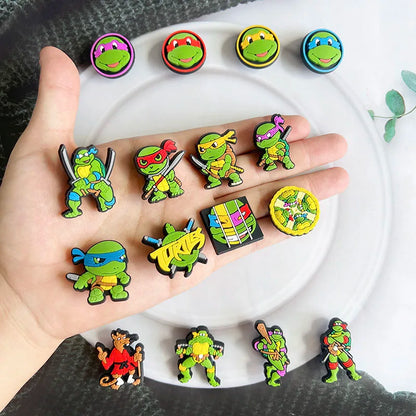 16-100PCS Green Cartoon Shoe Charms For Clogs Diy Shoe Decorations Accessories PVC Buckle Decorate Boy Birthday Party Gift