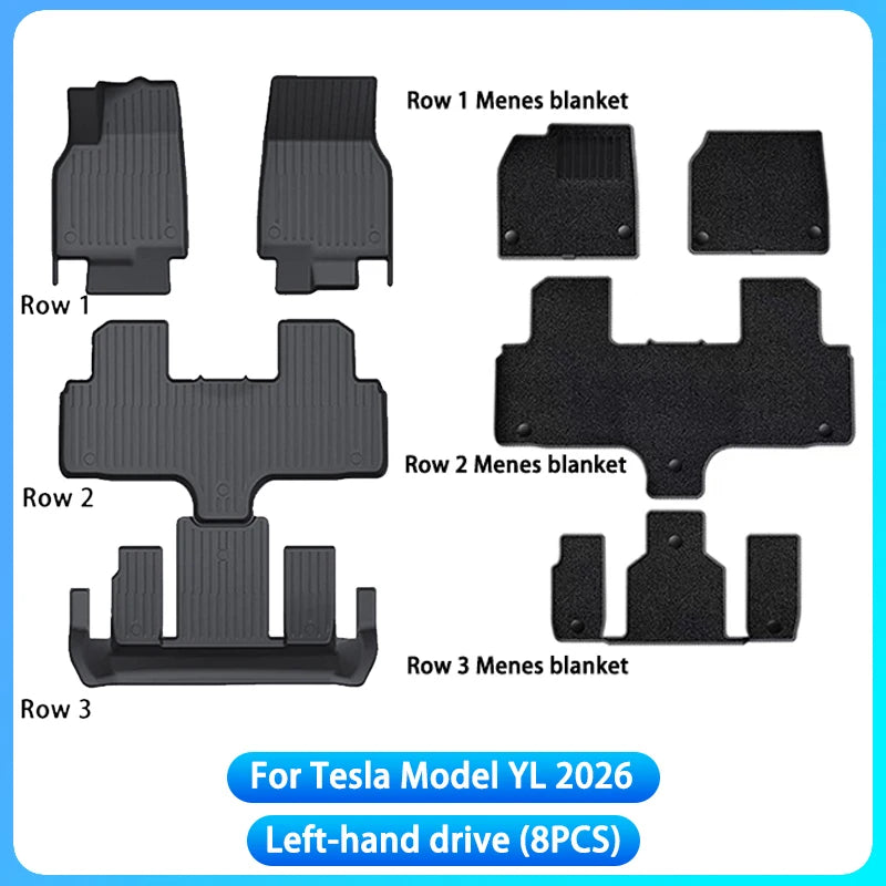 For Tesla New Model YL Launch 2026+ Car Floor Mats Cargo Liner Trunk Mats Backrest Kick Pads Protection Car Interior Accessories