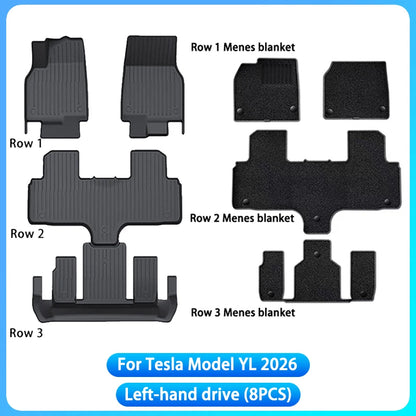 For Tesla New Model YL Launch 2026+ Car Floor Mats Cargo Liner Trunk Mats Backrest Kick Pads Protection Car Interior Accessories
