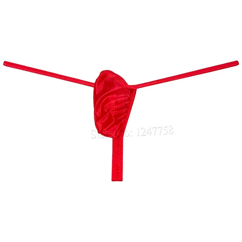 Men Push-out G-string Underwear Thongs and G Strings Low Rise Solid Enhance Pouch Bikini Thong Shiny T-back Lingerie