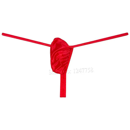 Men Push-out G-string Underwear Thongs and G Strings Low Rise Solid Enhance Pouch Bikini Thong Shiny T-back Lingerie