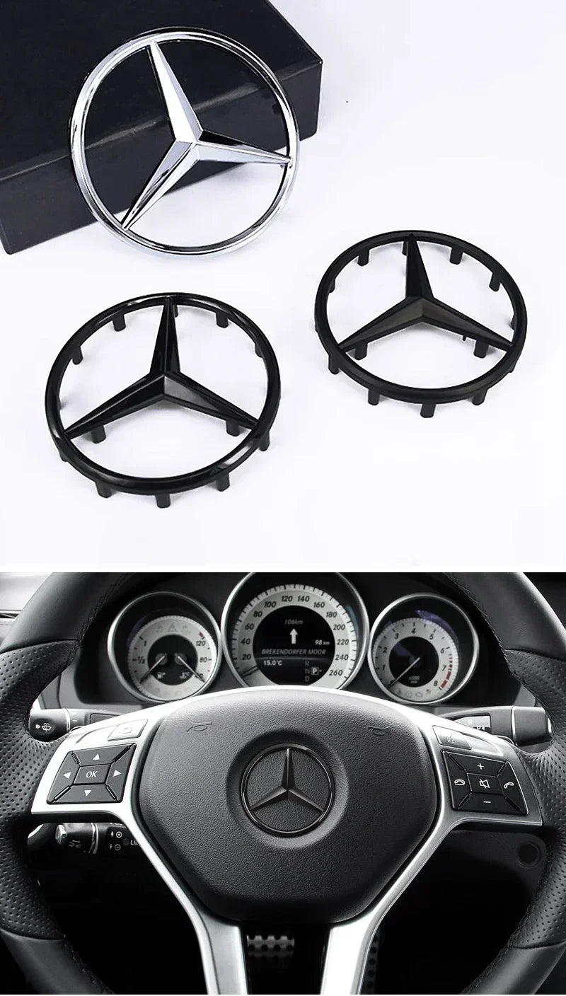 1pcs 52mm 57mm Car Steering Wheel Badge Emblem Sticker Mercedes Benz Amg W204 W205 W212 W213 W221 W177 W246 GLA GLC CLA A AAXXZZ