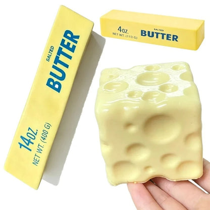 Squishy Simulation Big Butter Stick Fidget Toys Elastic Cube Cheese Stick Funny Squeeze Prank Toy Stress Anxiety Relief Game