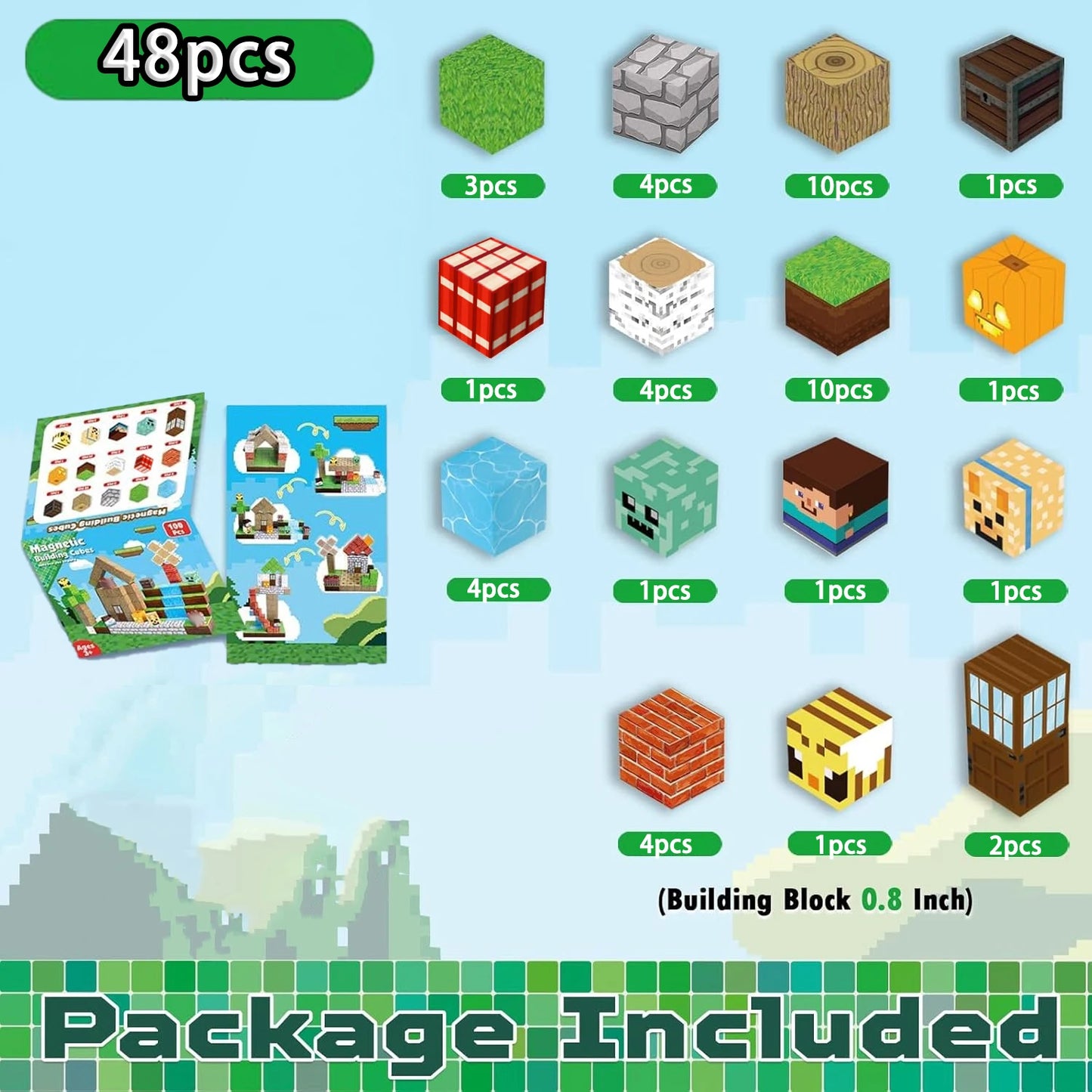 Magnetic Building Blocks Mine World Magnetic Forest House Lava Brick Cube Toys Set STEM Sensory 2026 Gift for 3+ Boy Girl Kid