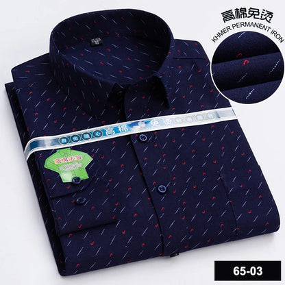 Men's Long Sleeve Casual Shirts Fashion Print Cotton Standard Fit Button Pocket Soft Shirts For Man Office Business Dress New