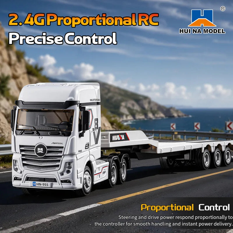 New 1:64 Huina 9900 Rc Truck Flatbed Tractor Truck 12-Channel Rc Car Mini With Light 2.4g Proportional Precise Control Toy Gifts