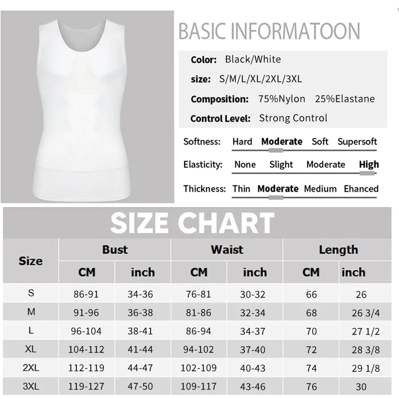 Slimbelle Men's Compression Shapewear Tank Top Mesh Bust Vest Breathable Tummy Control Underwear Body Shaper Slimming Undershirt