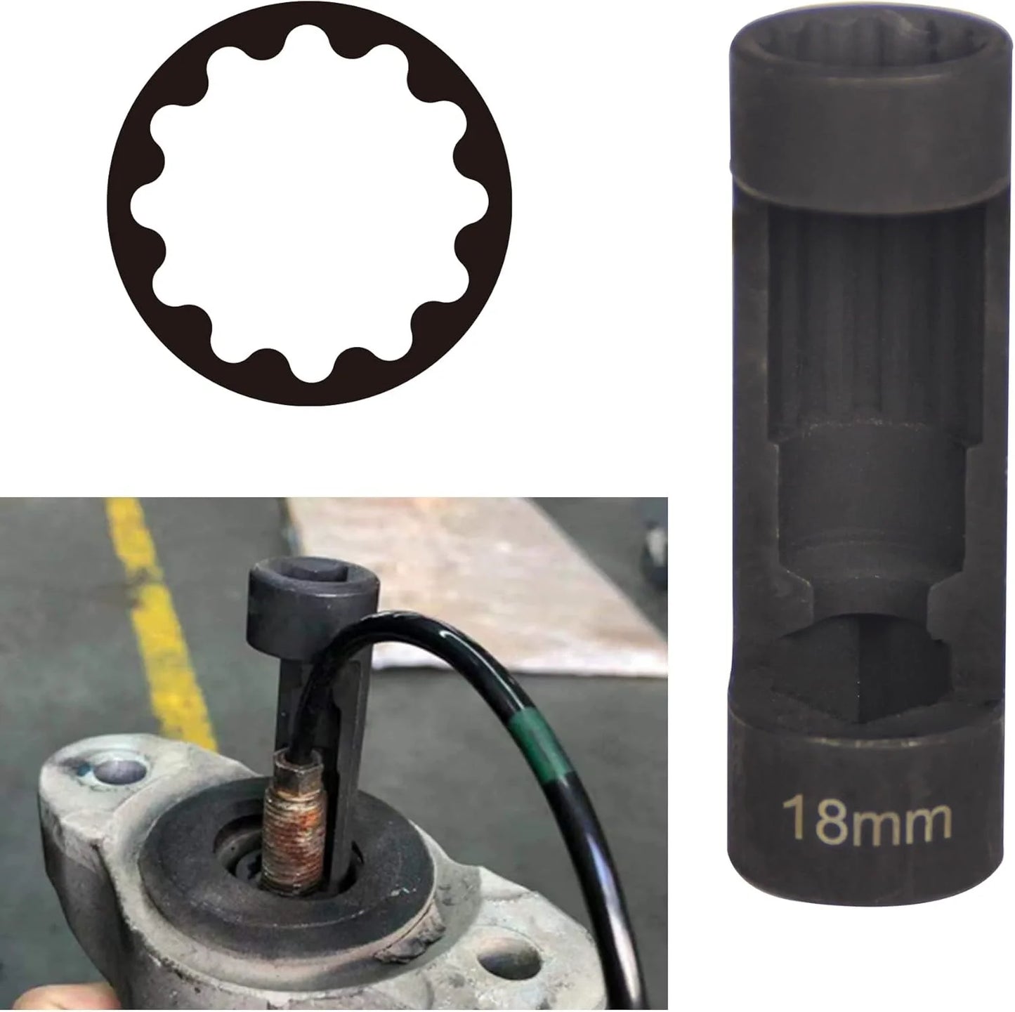 Automotive 1/2 Inch Drive 12 Point Suspension Strut Socket Tool 16-24mm Shock Absorber Nut Remover for Car Auto Repair Hand Tool