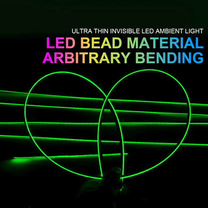 18 in 1 Dual Zone Symphony Streamer Car Ambient Light RGB 64 Colors Interior Rainbow Acrylic Strip Atmosphere Lighting kit App