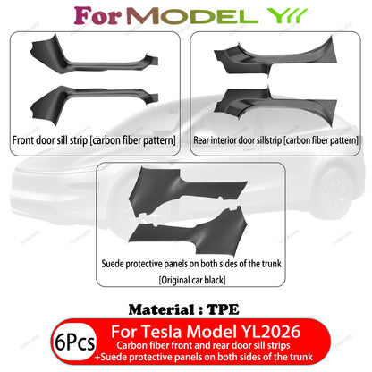 2 4 6 8 Pcs For Tesla New Model YL 2026 TPE Front Rear Door Sill Protector Threshold Strip Anti-kick Guard Panel Waterproof Pad
