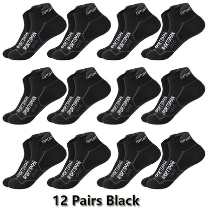 12 Pairs Summer Socks Men's Ankle Running Sports Socks Mesh Breathable Sweat Absorbent and Odor Fitness Low Cut Short Socks Thin
