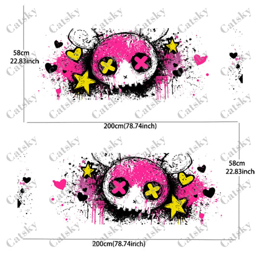 Cartoon Skull Colored Splash Car Vinyl Wraps Decal Self-adhesive PVC Sticker Suitable for Trucks SUV Decor Auto Accessories Gift