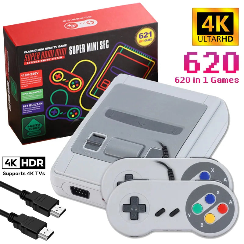SFC621 Mini Retro Video Game Console 4K HDMI For SNES Home Came Console Built in SFC620 Game with wired Gamepad for Kids Gifts