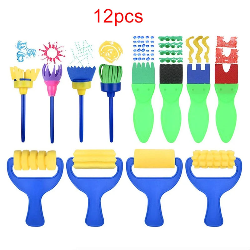 Children Drawing Sponge Brush Toys Art Craft Halloween Drawing Graffiti Tools Teaching Incentive Supplies Roller Seal Stamp TMZ