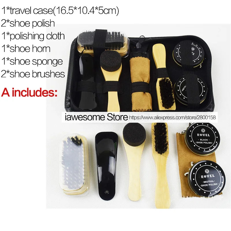 Professional Shine Polishing Tool For Leather Shoes Shoes Care Kit Portable For Boots Sneakers Cleaning Set Polish Brush Horn