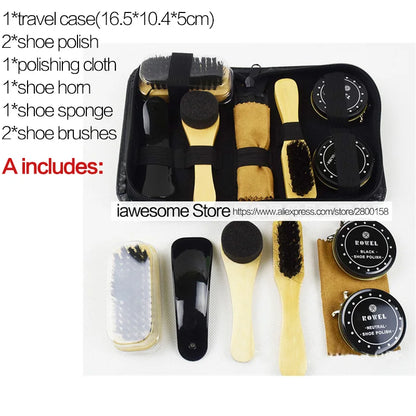 Professional Shine Polishing Tool For Leather Shoes Shoes Care Kit Portable For Boots Sneakers Cleaning Set Polish Brush Horn