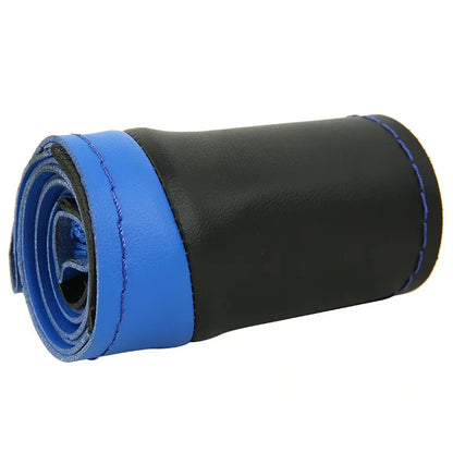 Leather Hand Sewn Steering Wheel Covers Universal DIY Braiding Car Steering Wheel Cover Car Accessories Steering Wheel Wrap 38CM
