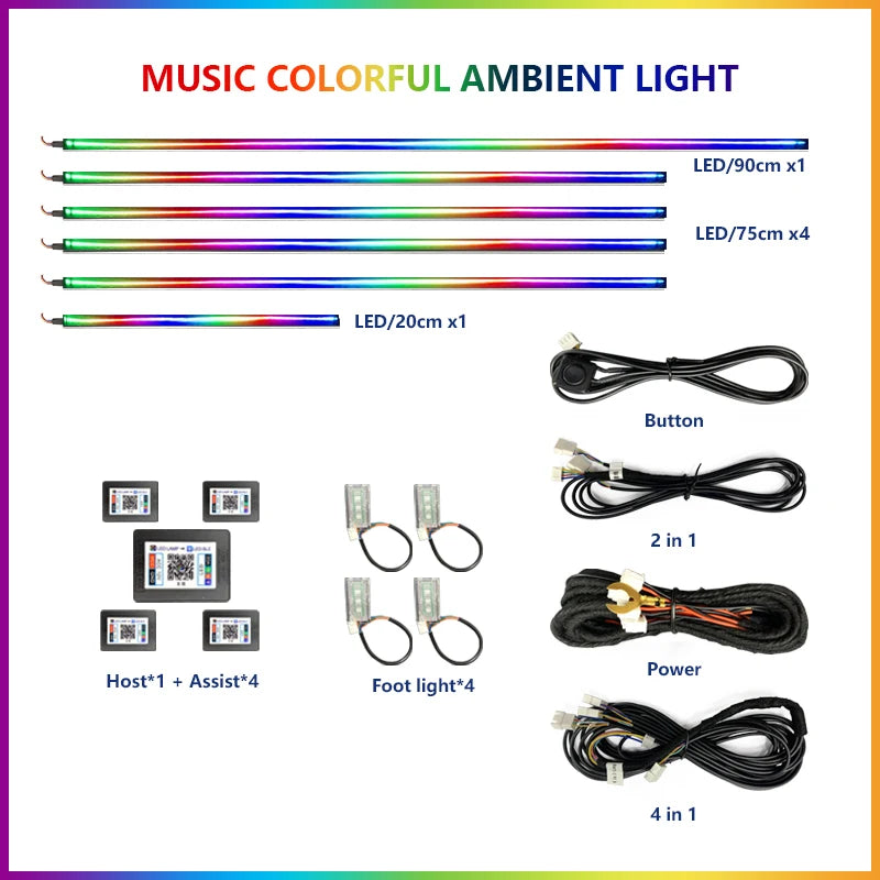 For Tesla Model 3 Model y Car Ambient Lights RGB 64Colors LED Interior Hidden Acrylic Strip Symphony Atmosphere Lamp Accessories