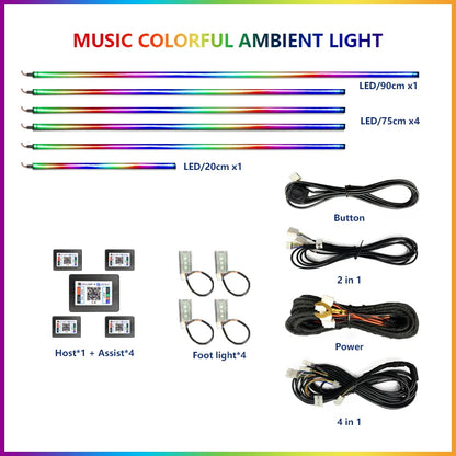 For Tesla Model 3 Model y Car Ambient Lights RGB 64Colors LED Interior Hidden Acrylic Strip Symphony Atmosphere Lamp Accessories