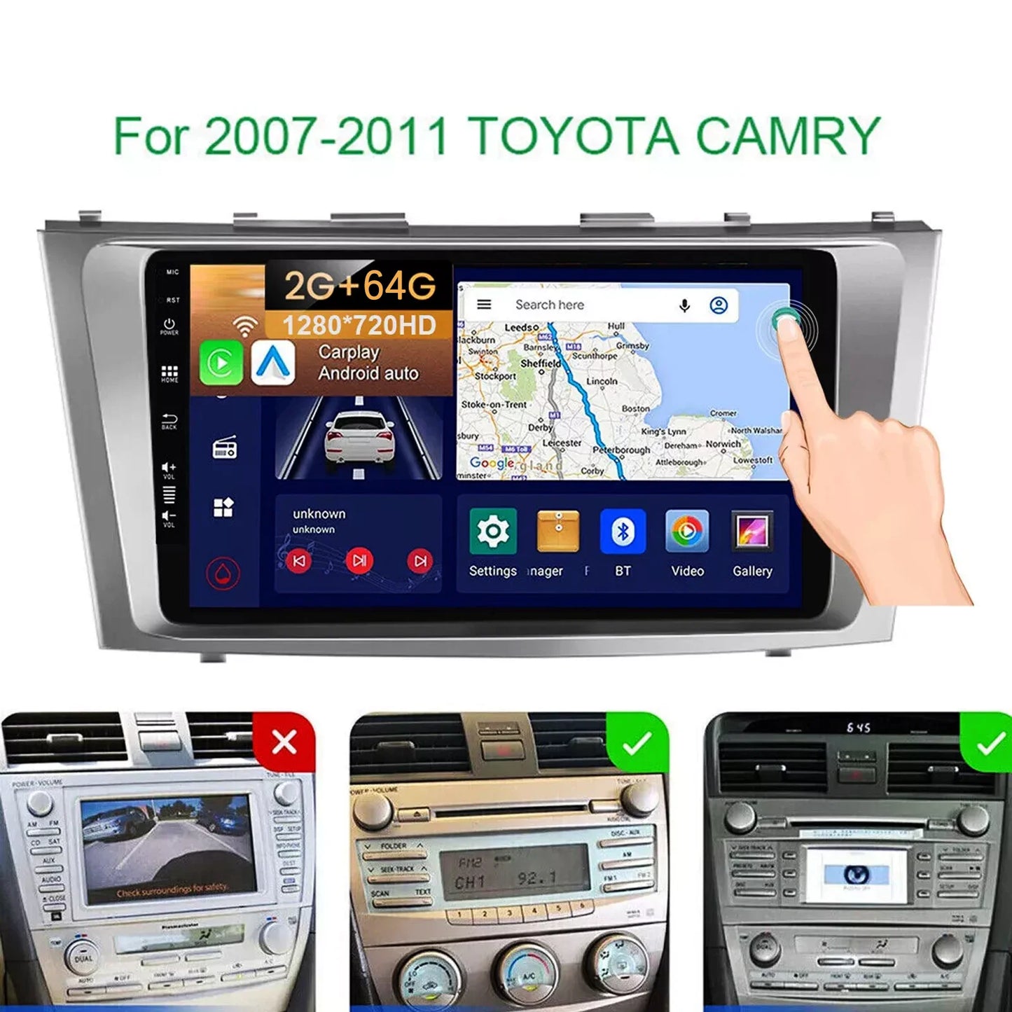 9" Android 14 Car Radio Multimedia Video Player 2 Din For Toyota Camry 2006 2007 2008 2009 2010 2011 GPS Navi Head Unit Carplay