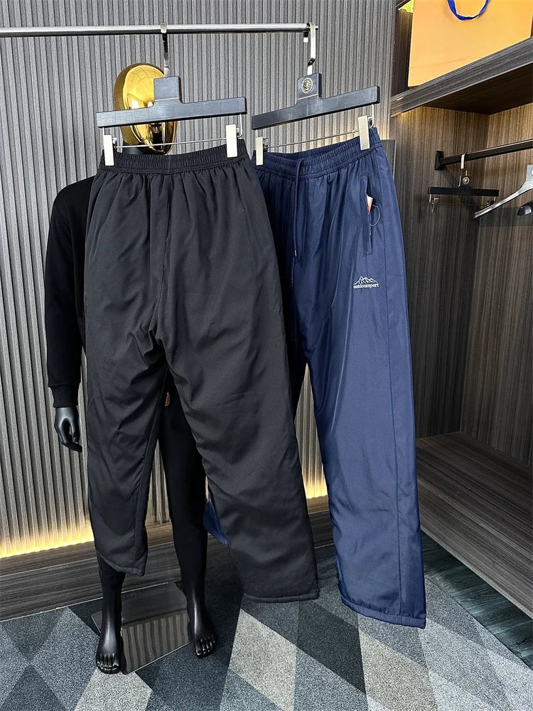 Warm Cotton-filled Outdoor Casual Pants for Men Straight Leg Winter Trousers Fashionable Long Pants Cold-resistant