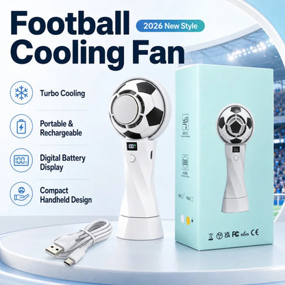 2026 Portable Turbo Cooling Fan, Soccer Ball Handheld Neck Fan, Rechargeable Mini High Speed Fan for Outdoor Travel