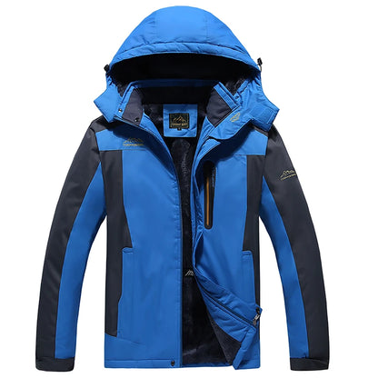 Warm Jacket Men's Plus Size L-9XL Winter Plus Velvet Thickened Cold-proof Outdoor Red Black Blue Hooded Mountaineering Suit