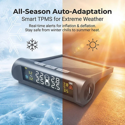 Car TPMS Digital LCD Display Smart Tyre Pressure Monitoring System 4 Sensors Auto Security Alarm Solar Charging Car Accessories