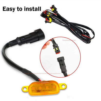 Car grille small yellow lights, eagle eye lights, front LED grille lights with wiring harness, suitable for pickups and SUVs
