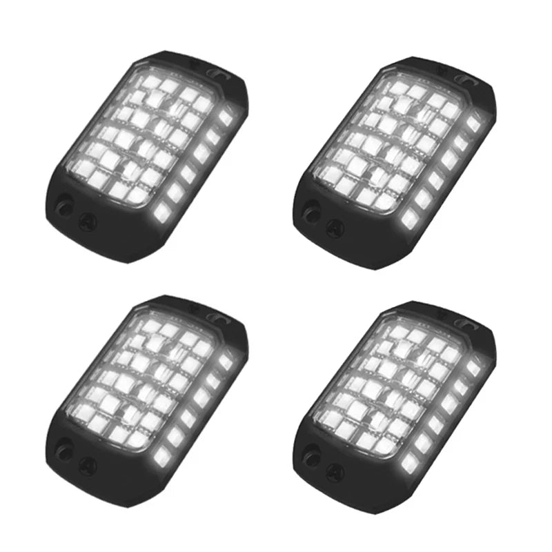 4 Pcs 36 LED Rock Light 3D Lens Car Underglow Chassis Light Universal for Jeep Truck SUV ATV UTV Motocycle Decorative Accessorie