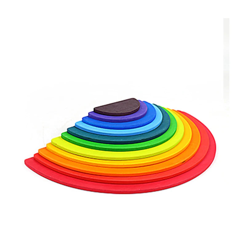 Wooden Rainbow Block Colorful Stacking Building Block Children Open-shaped creative building blocks Montessori Educational Toy