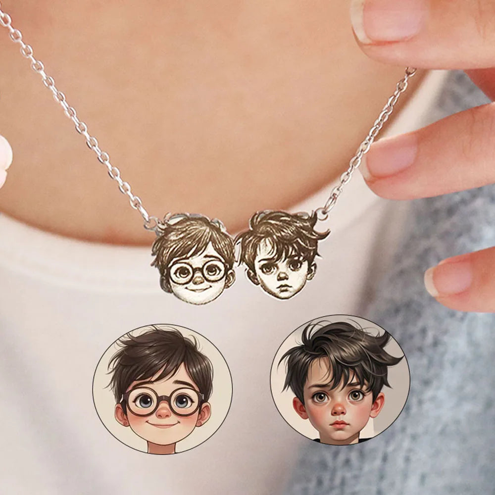 Personalized Portrait Pendant Necklace Custom Child/Couple/Pet Photo Chain Birthday Gift For Her Stainless Steel Jewelry
