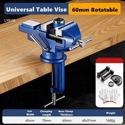 Universal Table Vise Multi-functional Portable 360° Swivel Base Clamp On Vice/Table Vise For Woodworking, Cutting Conduit, Drill