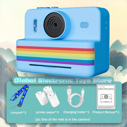 2.8 Inch Instant Print Camera, Digital Video Camera With 3 Rolls of Thermal Printing Paper, 0 Ink Printing Toy Camera for Kids