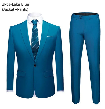 Suit Men Elegant For Wedding 3 Pieces 2 Set Jackets Vest Pants Blazers Groom's Formal Full Business Coats 2025 Costume