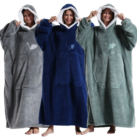 Giant Womens Plus Size Hoodie for Men Long Vintage Adults Oversized Hoodies Pocket Wearable Blankets with Sleeves Couple Clothes