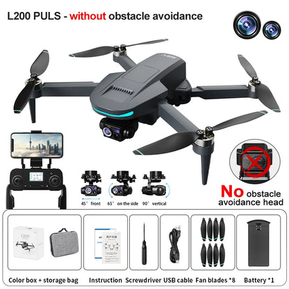 L200 PLUS GPS Drone 5G WIFI Professional 8K 3-axis Gimbal Aerial Brushless Obstacle Avoidance HD Dual Camera Security Drone Toys