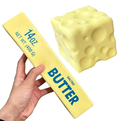 Squishy Simulation Big Butter Stick Fidget Toys Elastic Cube Cheese Stick Funny Squeeze Prank Toy Stress Anxiety Relief Game