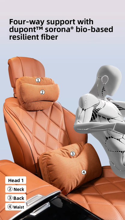 High Quality Universal SUV Car Headrest Cushion Car Seat Neck Pillow High-grade Leather Breathable Lumbar Support Car Pillow