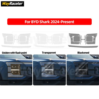 Car Headlight Protective Film Transparent Smoked Black TPU Sticker For BYD Shark 6 2025 2026 Off Road 4X4 Exterior Accessories