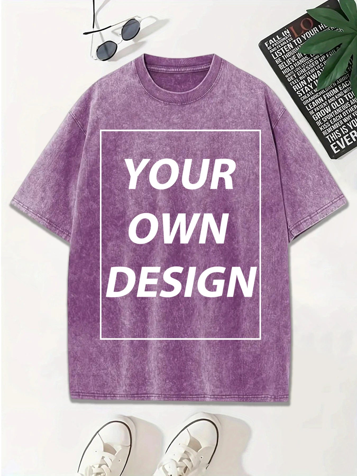 Personalized Custom Your Photo T Shirt Mens Summer Cotton Washed T-Shirt Breathable Fashion Short Sleeve Street Casual Retro Top