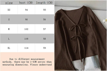 Ladies' Spring and Autumn Winter Brown Texture V-neck Strap Loose Casual Long sleeved T-shirt Top