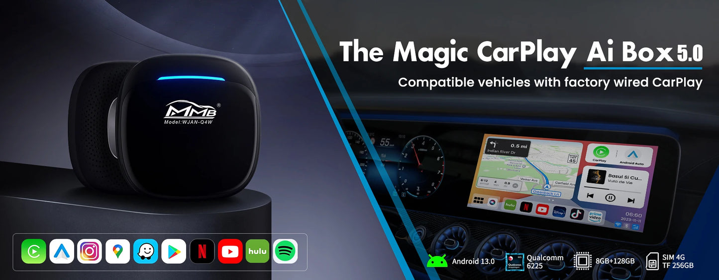 MMB Max Ultra Android 15 TV Box Ultra WiFi6 SM6350 8-Core For Netflix Play Store GPS WiFi/SIM Card Wireless Android Auto CarPlay
