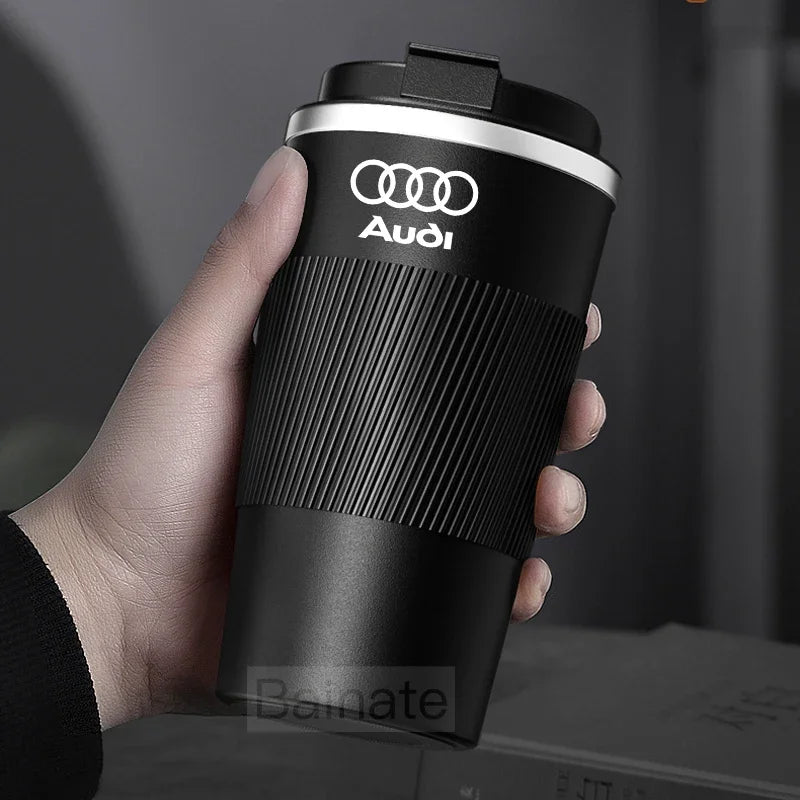 510ML Car Stainless Steel Coffee Mug with Lid Anti-Scald Drinks Cup For Audi A3 A4 B8 8P 8V B6 A5 A6 C7 Q5 B9 B7 C6 Q2 Q7 Q3 A7