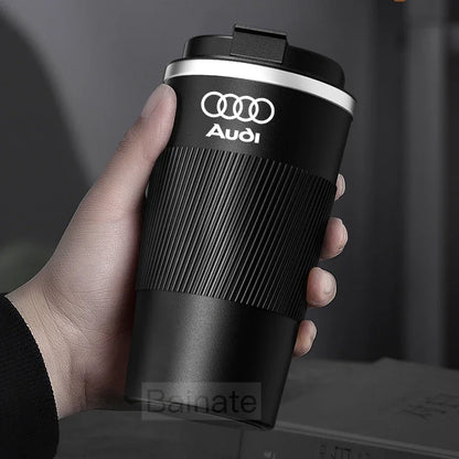 510ML Car Stainless Steel Coffee Mug with Lid Anti-Scald Drinks Cup For Audi A3 A4 B8 8P 8V B6 A5 A6 C7 Q5 B9 B7 C6 Q2 Q7 Q3 A7